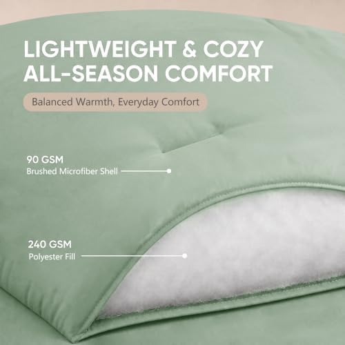 HIMEET Full Comforter Set, 7-Piece Point-Quilted Bed in a Bag, Sage Green