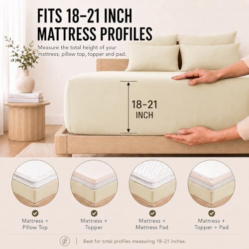 CozyLux King Size Sheets Set 6-Piece, 21-Inch Deep Pocket, Soft Feel