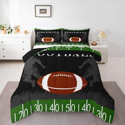 Feelyou Football Bedding Set Rugby Sports Comforter Soccer Ball Game Comforter Set for Kids Adults American Football Player Duvet Set Ultra Soft Room Decor Twin Size Quilt Set