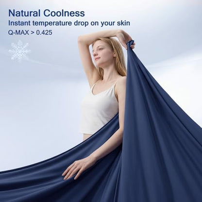 Vielit Cooling Comforter Queen Size for Hot Sleepers & Night Sweats, Luxury Lightweight Cooling Blanket,Soft Dual-Sided Breathable Summer Comforter,Q-Max>0.425,Machinewashable,90x90,Nightblue