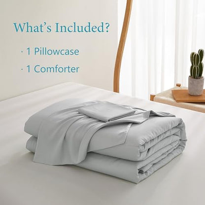 Zaizaihome Bamboo Viscose Comforter Set Twin Size 2 Pieces - Gray