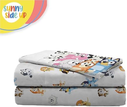 Sunny Side Up Bluey & Friends Toddler Sheet Set - 3 Piece Toddler Bedding Set Includes Pillow Cover - Super Soft Microfiber Sheets