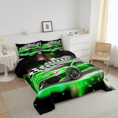 Feelyou Race Car Bedding Set Queen Size for Kids