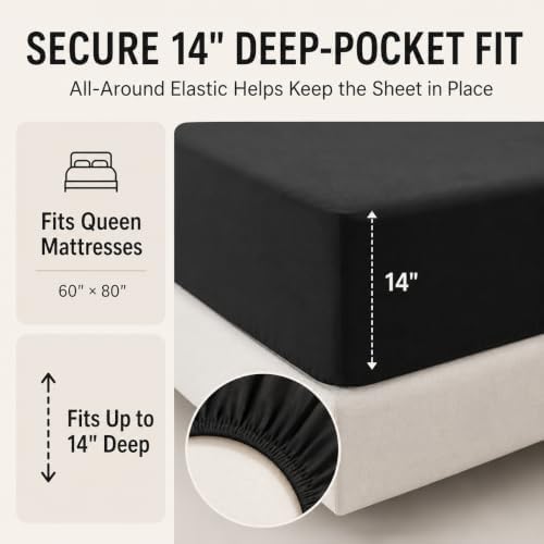 CozyLux Queen Comforter Set Black - 7 Pieces Bed in a Bag