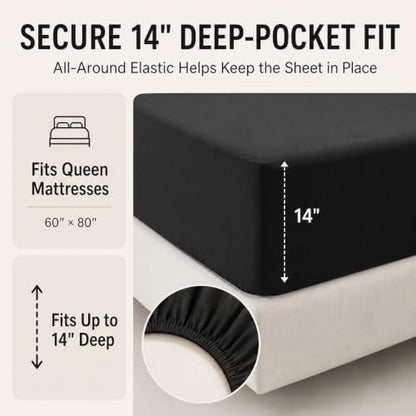 CozyLux Queen Comforter Set Black - 7 Pieces Bed in a Bag