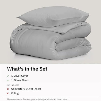California Design Den Luxury Duvet Cover Set Twin XL, Light Grey