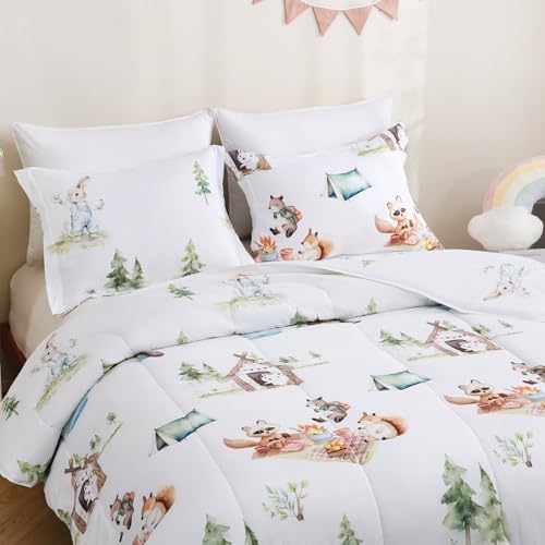 Yibeizi Camper Animal Print Comforter Set Twin Woodland Bedding