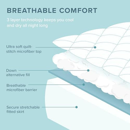 Bare Home Quilted Fitted Mattress Pad (Twin, White)