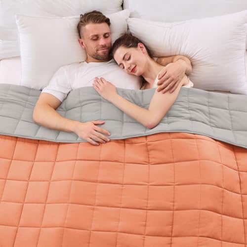 yescool King Size Weighted Blanket for Adults 25lbs, 88” x 104”, Orange