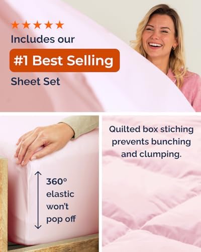 Twin XL Comforter Set - 5 Piece Bed in a Bag Twin XL Size - Lavender Pink