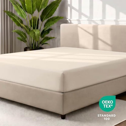 Bare Home Fitted Bottom Sheet Split King Size - Premium 1800 Microfiber - Ultra-Soft Hotel Luxury - Deep Pocket - Durable and Long Lasting (Split King, Sand)