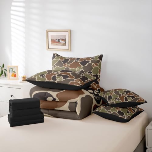 Erosebridal Camo Skull Halloween 7 Piece Bedding Set Full