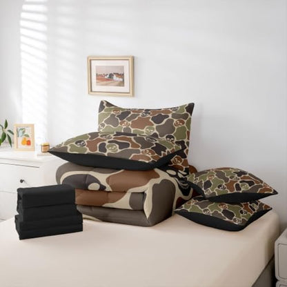 Erosebridal Camo Skull Halloween 7 Piece Bedding Set Full