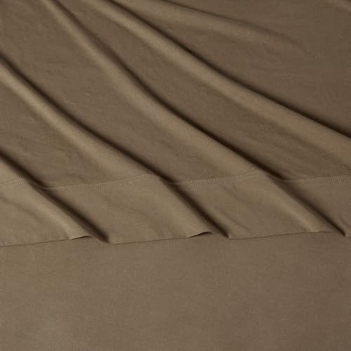 Amazon Basics 100% Cotton Jersey Bed Sheet Set, Breathable and Comfortable, Machine Washable, Full, Brown, Solid