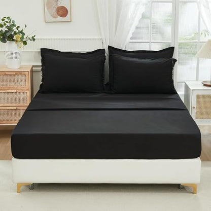 Andency Oversized King Comforter Set, 7 Pieces Black Bedding