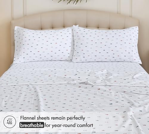 RUVANTI Flannel Sheets Set King Size,Little Swimmers