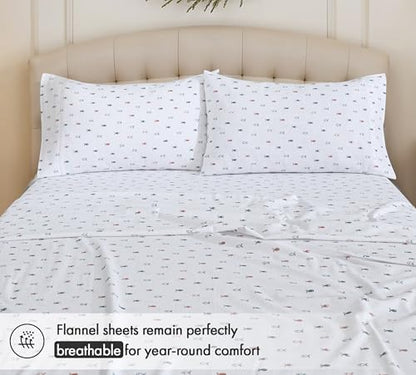 RUVANTI Flannel Sheets Set King Size,Little Swimmers