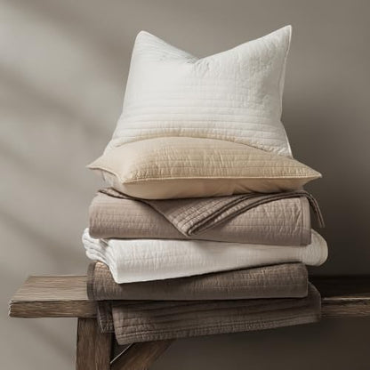 EVERGRACEHOME Cotton Sateen Quilt Set, King Size, Espresso Brown