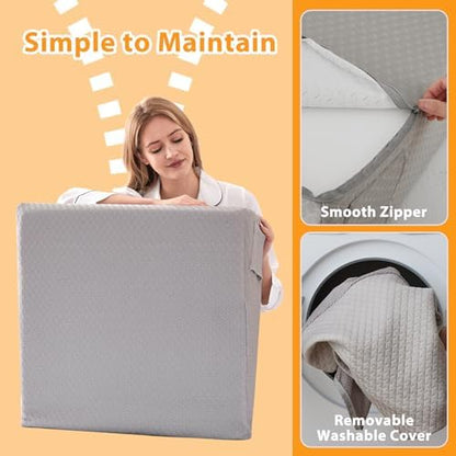Ruqmuis Wedge Pillow for Sleeping, 10" Bed Wedges Pillow for Headboard, Triangle Incline Wedge for Acid Reflux, Pillows Wedge for Back Pain Relief, Elevated Leg Pillows After Surgery, Snoring, Grey