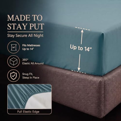 CozyLux Oversized Queen Comforter Set Mineral Blue, 7 Pieces Bed in a Bag
