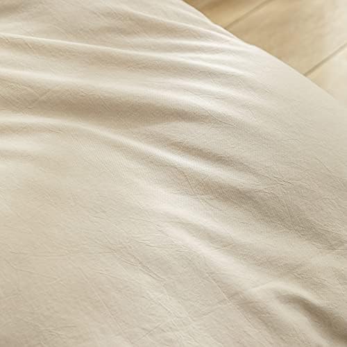 BESTOUCH Cotton Solid Duvet Cover Set Almond Milk Grey California King
