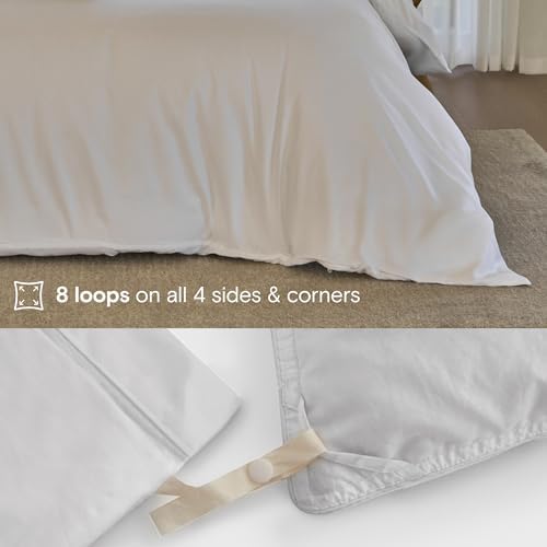 DOZ Duvet Cover Set, 100% Viscose derived from Bamboo, Organically Grown, Buttery Soft, Cooling Duvet Covers, High GSM, 1 Duvet Cover and 1 Pillowcase, 70"x90" (Snow, Twin/Twin XL)