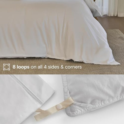 DOZ Duvet Cover Set, 100% Viscose derived from Bamboo, Organically Grown, Buttery Soft, Cooling Duvet Covers, High GSM, 1 Duvet Cover and 1 Pillowcase, 70"x90" (Snow, Twin/Twin XL)