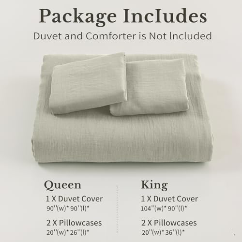MEISHANG Muslin Duvet Cover Queen Size - 100% Organic Cotton
