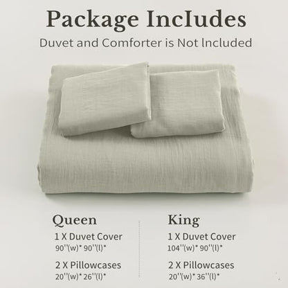 MEISHANG Muslin Duvet Cover King Size - 100% Organic Cotton