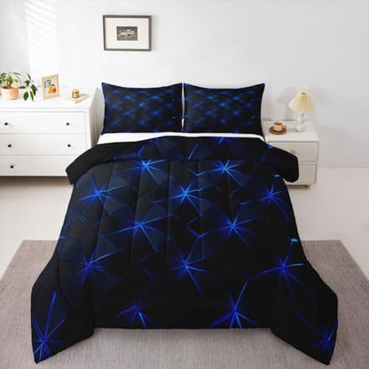 jejeloiu Geometric Comforter Set Queen Size Abstract Art Bedding Set for Kids Boys Girls Luxury Duvet Quilt Bedroom Decor Microfiber 3 Pcs with 2 Pillow Cases