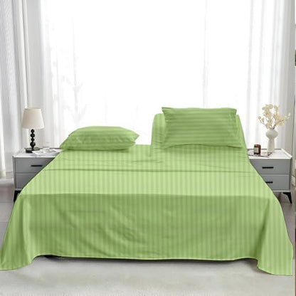 Split Head Flex King Sheet Set - 400 Thread Count Egyptian Cotton Bed Sheets - 34" Split Top - Soft Luxurious - 18" Deep Pockets - Easy Fit - 4 Piece Set - FlexTop King Bedding Sheets - Sage Stripe