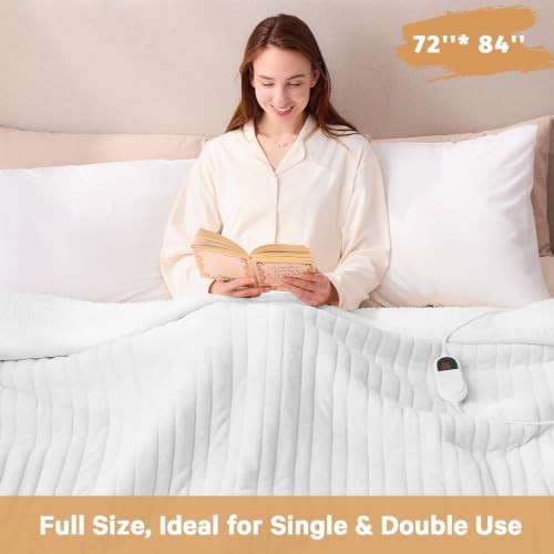 Heated Electric Blanket Full, Heating Blanket,72" x 84", Ivory White