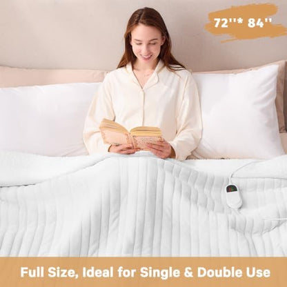 Heated Electric Blanket Full, Heating Blanket,72" x 84", Ivory White
