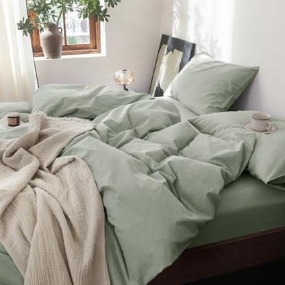 FOSSA Duvet Cover Set 100% Washed Cotton Linen Feel Super King Plus