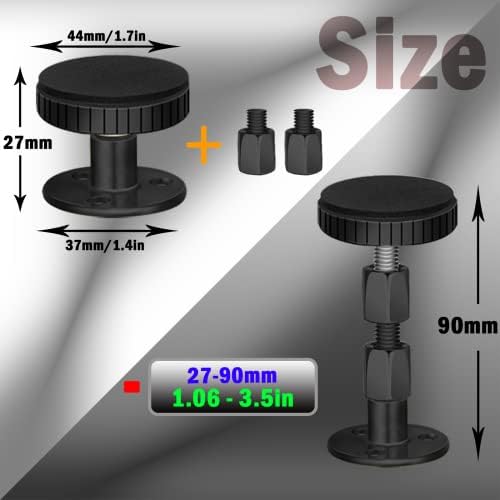 Adjustable Threaded Headboard Stoppers/Bumper Against Wall, 4 Pack Behind Bed Frame Protector Antishake Tool, Bed Shake Support Stabilizer Device for Anti-Knocking,Banging, Metal (Black 27-90mm)