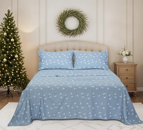 RUVANTI Flannel Sheets Set King Size,We Fly