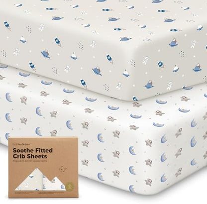 KeaBabies 2pk Organic Cotton Crib Sheets for Boys Girls 52x28, Cosmo