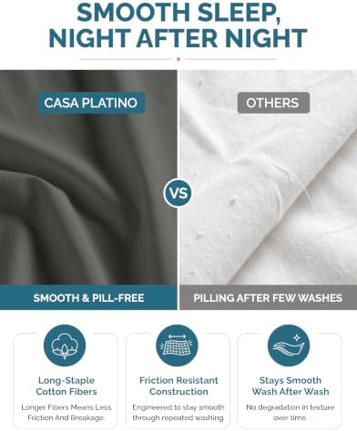 Casa Platino Cal King Sized Sheets – 6 Piece Cal King Size Sheets Set, Soft & Breathable, with 15 Inch Deep Pocket Fitted Sheet, Cozy Cooling Sheets, Great for Daily Use, Machine Washable – Dark Grey