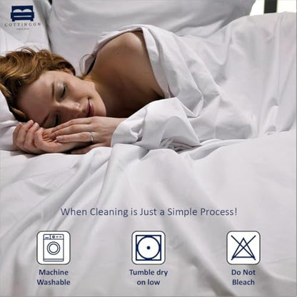 Cottingon 5 PC Split King Sheets Fits 16" Deep, Egyptian Cotton, White