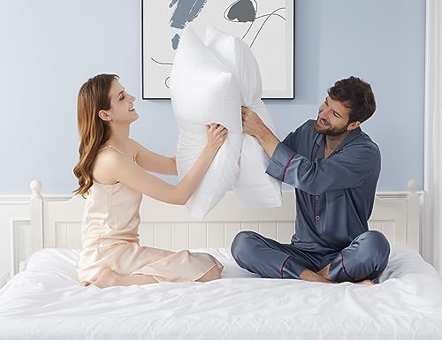 Pillow Cases 100% Cotton Percale Standard Queen Size Set of 4, White