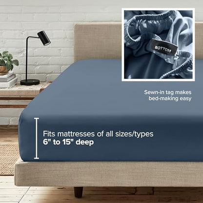 Bare Home Twin XL Fitted Sheet - 1800 Ultra-Soft (Twin XL, Bering Sea)