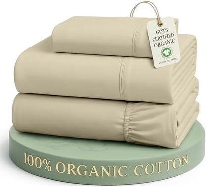 LANE LINEN Twin XL Sheet Set 100% Organic Cotton 3pc Percale Soft - Linen