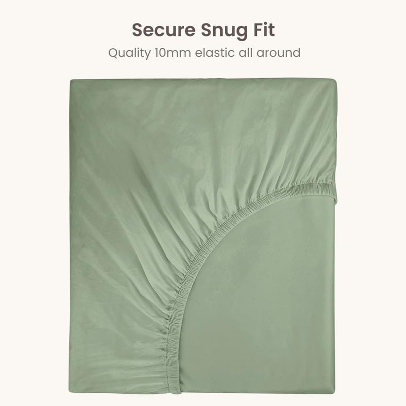 Bioweaves 100% Organic Cotton 1 Full Size Fitted Sheet Only | 300 Thread Count Sateen Weave GOTS Certified with Deep Pocket - Basil