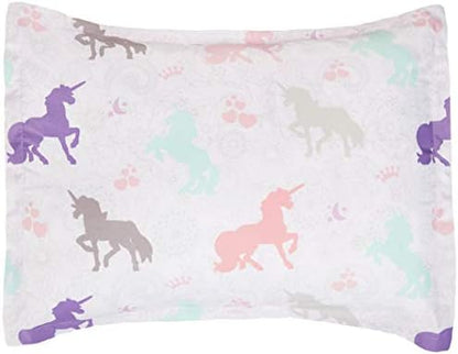 Amazon Basics 2-Piece Soft Easy-Wash Microfiber Kid's Comforter and Pillow Sham Set, Twin, Purple Unicorns, Animal Printed