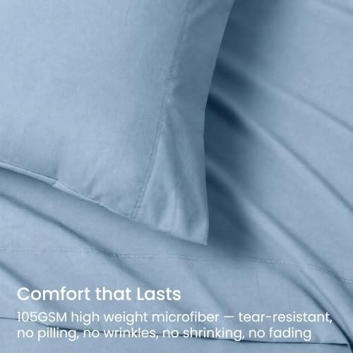 GOKOTTA 4 Piece Full Size Sheets Set - Soft, Breathable & Cozy - Dusty Blue