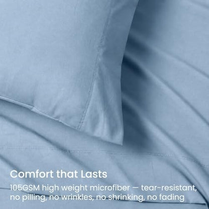GOKOTTA 4 Piece Full Size Sheets Set - Soft, Breathable & Cozy - Dusty Blue