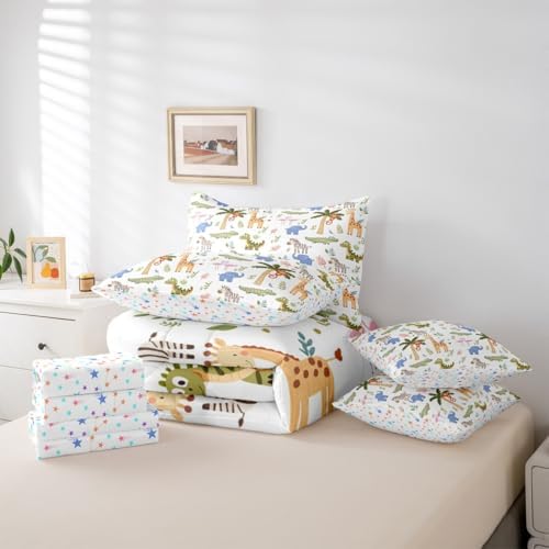 Feelyou Zoo Animals 7 Piece Bedding Set for Kids