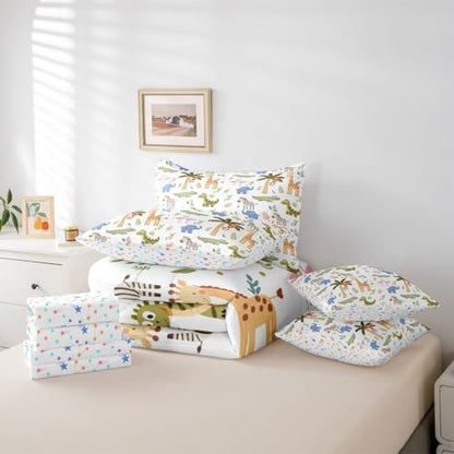 Feelyou Zoo Animals 7 Piece Bedding Set for Kids