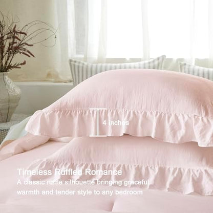 Pink Ruffle 2 Pieces Comforter Set Twin Shabby Chic Bedding Set