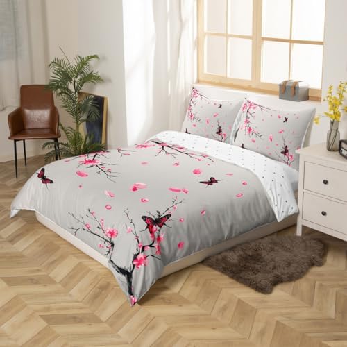Feelyou Kids Cherry Blossoms Duvet Cover Twin Size Boys Girls
